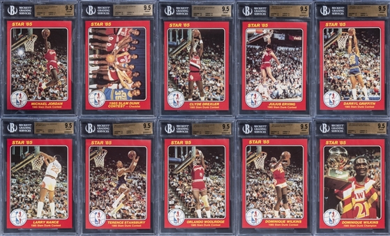 1985 Star Co. "Slam Dunk Supers" 5"x7" BGS GEM MINT 9.5 Complete Set (10/10) – Including Michael Jordan Rookie Card!